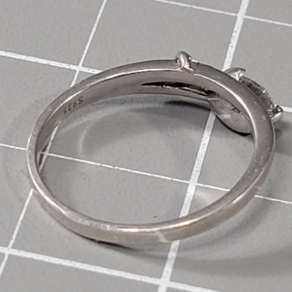 Sterling Silver Solitaire Ring Clear Stone Size‎ 7.75 S925 TESTED